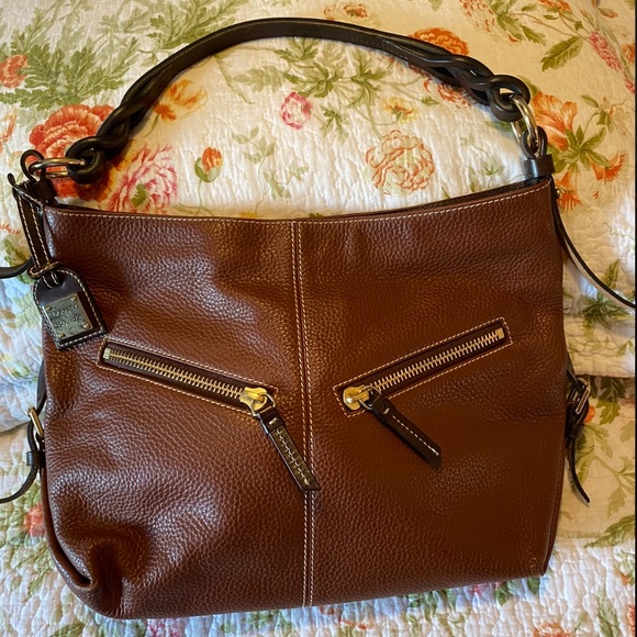 Dooney & Bourke Handbags - Dooney & Bourke Brown Pebble Leather Hobo Bag